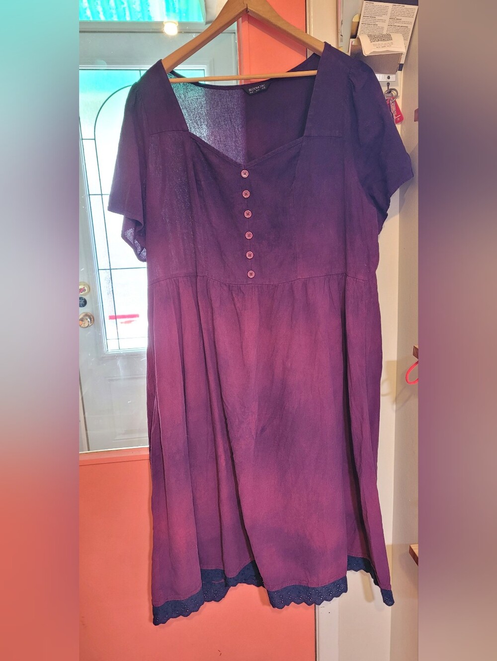 BOHO Purple Unique Hand dyed Plus Size 26 Dress (Adjustable)